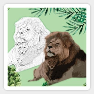 Father Lion and Baby Lion of the Jungle. Sticker